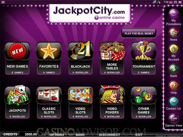 Jackpot City Casino lobby